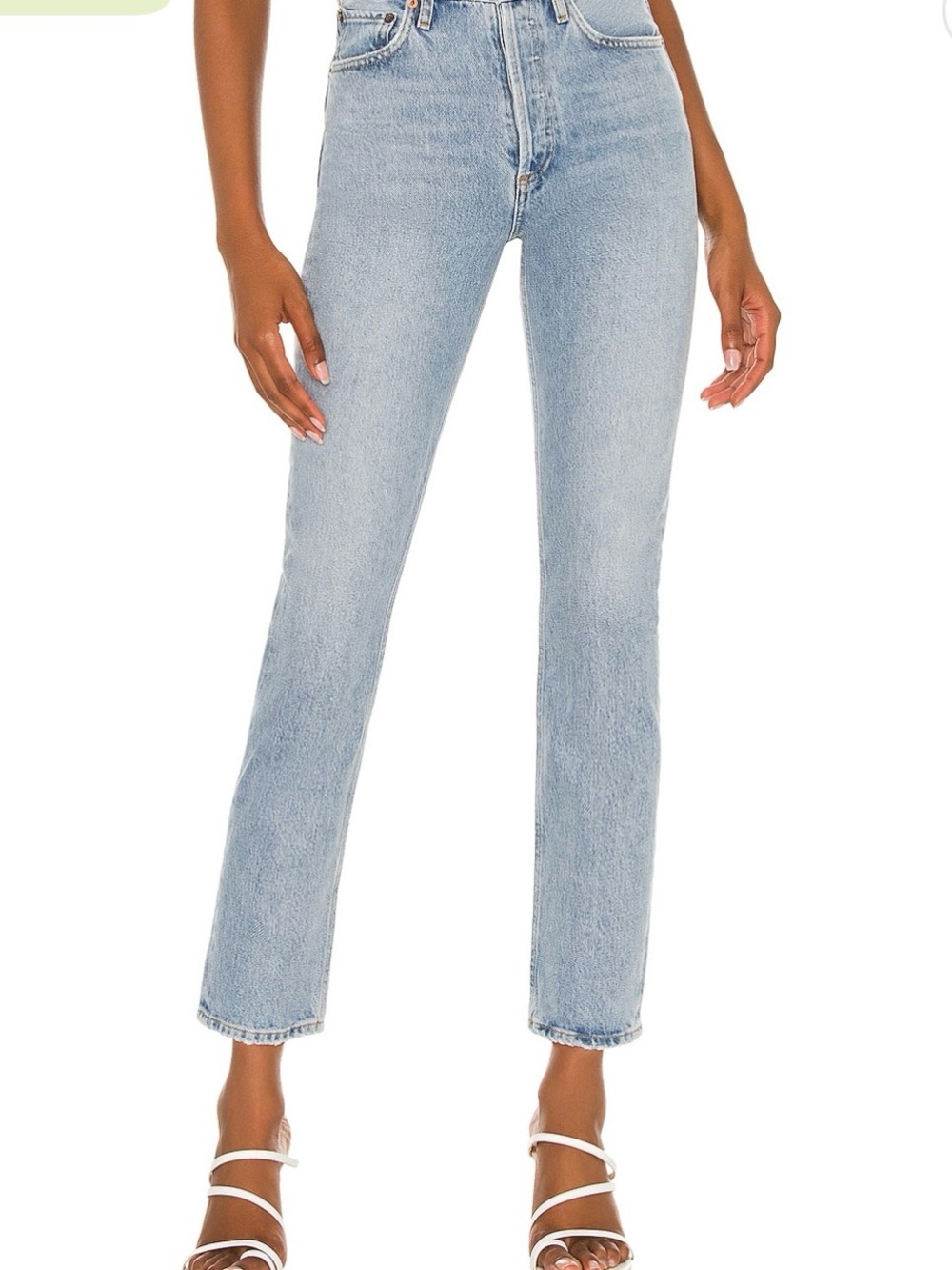 Agolde Pale Blue High-Rise Straight Leg Jeans